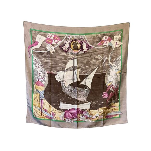 Hermès HERMES Christophe Colomb de couvre  L’Amerique 12 October 1492 Scarf - Picture 1 of 16